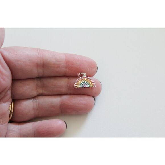 Sterling Silver Rainbow Charm with Nano Gem Crystals Charm - Picture 2 of 5
